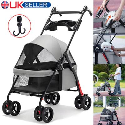 4-Wheel Portable Pet Stroller with Breathable Mesh puppy stroller cat ...