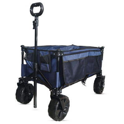4 Wheeled Folding Pull Along Wagon Trolley Cart 100kg Load