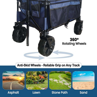 4 Wheeled Folding Pull Along Wagon Trolley Cart 100kg Load - 6