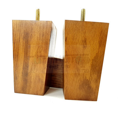 4 Wood Furniture Feet Square Replacement Block Tapered Legs 120mm High M8 Sofa Chairs Stools Cabinets Beds Dark Oak Washed