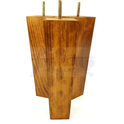 4 Wood Furniture Legs M8 220mm High Dark Oak Wash Replacement Square Tapered Sofa Feet Stools Chairs Cabinets Beds
