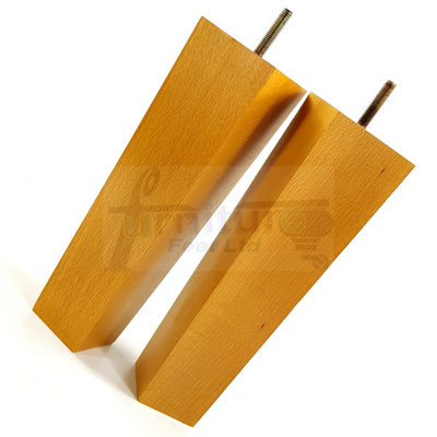 4 Wood Furniture Legs M8 220mm High Oak Finish Replacement Square Tapered Sofa Feet Stools Chairs Cabinets Beds