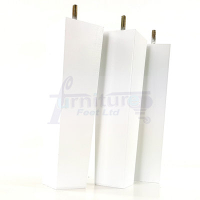 4 Wooden Furniture Legs M10 240mm High White Replacement Square Tapered Sofa Feet Stools Chairs