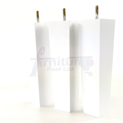 4 Wooden Furniture Legs M10 240mm High White Replacement Square Tapered Sofa Feet Stools Chairs Cabinets Beds