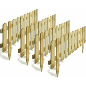 4 x 1.2m Wooden freestanding Picket Fence Panels - Natural Wood