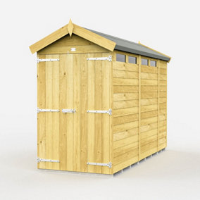 4 x 10 Feet Apex Security Shed - Double Door - Wood - L302 x W118 x H217 cm