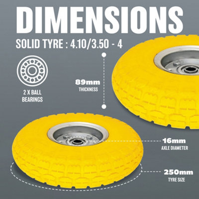 10 Inch Solid Hard Rubber Replacement Tire Wheel With Rim Hub For Dolly Hand Cart