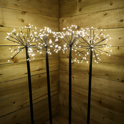 4 x 100cm Warm White Christmas Sputnik Sparkler Path Lights with 400 LEDs