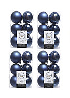 4 x 12 Midnight Blue Christmas Baubles Shatterproof Luxury Tree Decorations 6cm Blue