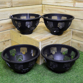 4 x 14" Easy Bloom Black Plastic Hanging Basket for Outdoors / Garden