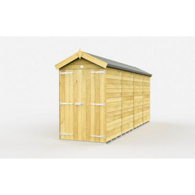 4 x 16 Feet Apex Shed - Double Door Without Windows - Wood - L472 x W118 x H217 cm