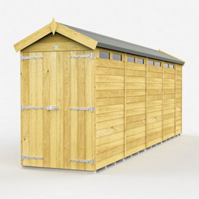 4 x 19 Feet Apex Security Shed - Double Door - Wood - L560 x W118 x H217 cm