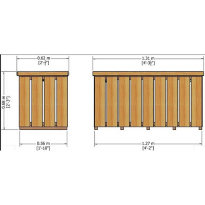 4 x 2 (1.27m x 0.56m) Pressure Treated Log Box - Planed Timber