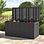 4 x 2 ft Black Large Lockabl Waterproof Plastic Outdoor Garden Storage Box with Lid 430L Flat Top