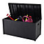 4 x 2 ft Black Large Lockabl Waterproof Plastic Outdoor Garden Storage Box with Lid 430L Flat Top