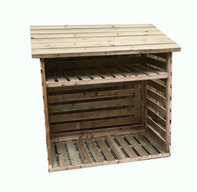 4 x 2 Pressure Treated T&G Wooden Log Store (4' x 2' / 4ft x 2ft) (4x2)