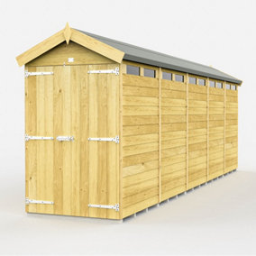 4 x 20 Feet Apex Security Shed - Double Door - Wood - L592 x W118 x H217 cm