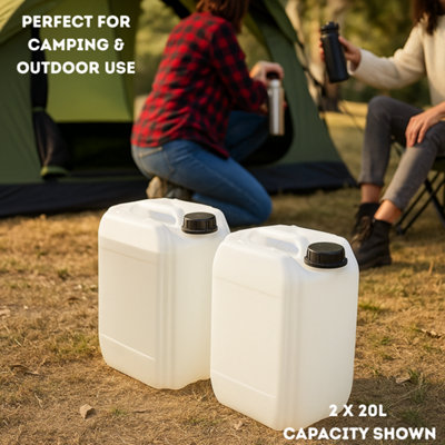 4 x 20 Litre HDPE Water Container Heavy Duty Stackable Plastic HDPE ...