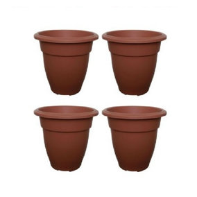 4 x 20cm Terracotta Colour Round Bell Plant Pot Flower Planter Plastic Garden Pot