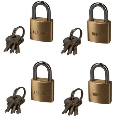 4 x 20mm Heavy Duty Brass Padlock Security Lock Suitcase Rucksack with 3 Keys
