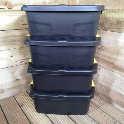 4 x 24L Heavy Duty Storage Boxes, Sturdy, Lockable, Stackable and ...