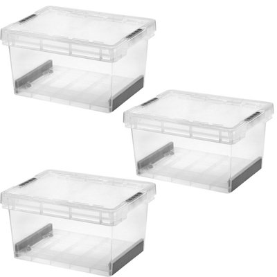 4 x 25 Litre Clear Plastic Stackable Ultra Resistant Modular Plastic ...