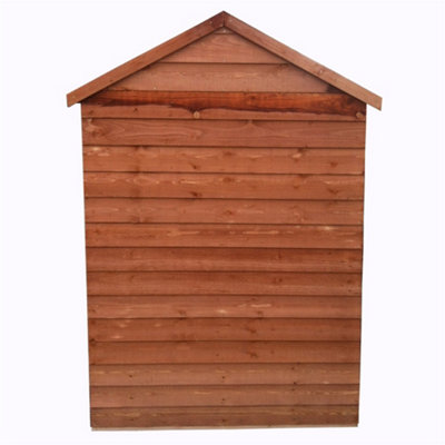 4 x 3 (1.21m x 0.96m) - PRESSURE TREATED - Overlap Shed - Double Doors - Apex Roof - Windowless