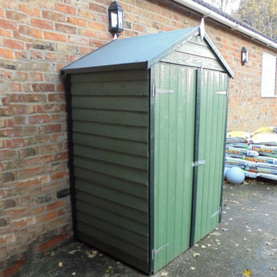 4 x 3 Feet Overlap Dip Treated Apex Shed Double Door with 3 Corner Shelves - 5