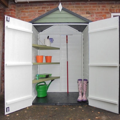4 x 3 Feet Overlap Dip Treated Apex Shed Double Door with 3 Corner Shelves - 6
