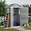 4 x 3 ft Grey Plastic Shed Garden Storage Shed Apex Roof with Hinged Door and 2 Windows