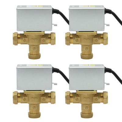 4 x 3 Port Mid Position Motorised Valve 22mm for Central Heating ...
