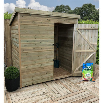 4 x 3 WINDOWLESS Garden Shed Pressure Treated T&G PENT Wooden Garden Shed + Single Door (4' x 3' / 4ft x 3ft) (4x3)