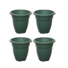 4 x 38cm Green Colour Round Bell Plant Pot Flower Planter Plastic Garden Pot