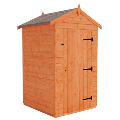 4 x 4 (1.23m x 1.15m) Windowless Wooden T&G Garden APEX Shed - Single Door (12mm T&G Floor and Roof) (4ft x 4ft) (4x4)