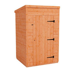 4 x 4 (1.23m x 1.15m) Windowless Wooden Tongue and Groove PENT Shed - Single Door (12mm T&G Floor and Roof) (4ft x 4ft) (4x4)
