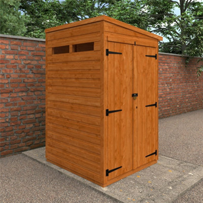 4 x 4 (1.23m x 1.15m) Wooden T&G Double Doors Security Garden PENT Shed (12mm T&G Floor and Roof) (4ft x 4ft) (4x4)