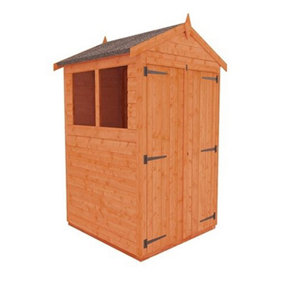 4 x 4 (1.23m x 1.15m) Wooden Tongue and Groove APEX Shed + Double Doors (12mm T&G Floor and Roof) (4ft x 4ft) (4x4)