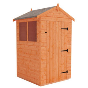 4 x 4 (1.23m x 1.15m) Wooden Tongue and Groove Garden APEX Shed - Single Door (12mm T&G Floor and Roof) (4ft x 4ft) (4x4)