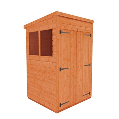 4 x 4 (1.23m x 1.15m) Wooden Tongue and Groove PENT Shed + Double Doors (12mm T&G Floor and Roof) (4ft x 4ft) (4x4)