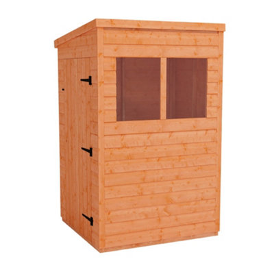 4 x 4 (1.23m x 1.15m) Wooden Tongue and Groove PENT Shed - Single Door (12mm T&G Floor and Roof) (4ft x 4ft) (4x4)
