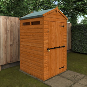 4 x 4 (1.23m x 1.15m) Wooden Tongue and Groove Security Garden APEX Shed (12mm T&G Floor and Roof) (4ft x 4ft) (4x4)