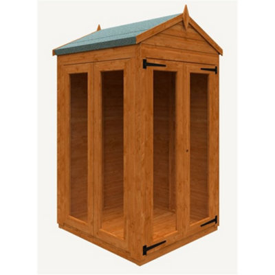 4 x 4 (1.24m x 1.15m) Wooden Tongue And Groove APEX Summerhouse (12mm T&G Floor And Roof) (4ft x 4ft) (4x4)