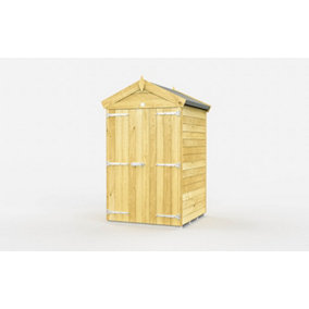 4 x 4 Feet Apex Shed - Double Door Without Windows - Wood - L127 x W118 x H217 cm