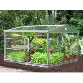 4 x 4 Feet Cold Frame - Aluminium/Glass - L121 x W121 x H82 cm - Without Coating
