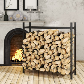 4 x 4 ft Rectangular Metal Black Powder Coated Fireplace Log Storage Firewood Logs Holder 10KG