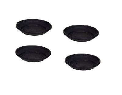 4 x 43cm Plant Pot Saucer Large Venetian Black Colour Plastic Plant Saucer Dish