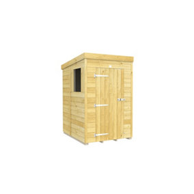 4 x 5 Feet Pent Shed - Single Door With Windows - Wood - L147 x W127 x H201 cm