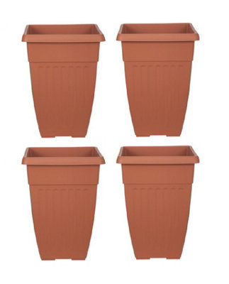 4 x 55cm Tall Athens Plant Pot Flared Garden Plastic Patio Flower Planter Terracotta Colour