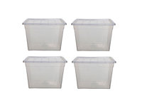 4 x 56cm Storage Box Spacemaster Maxi Clear Plastic Stackable Home Storage Box 64L Capacity