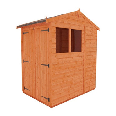 4 x 6 (1.23m x 1.75m) Wooden Tongue and Groove APEX Shed + Double Doors ...